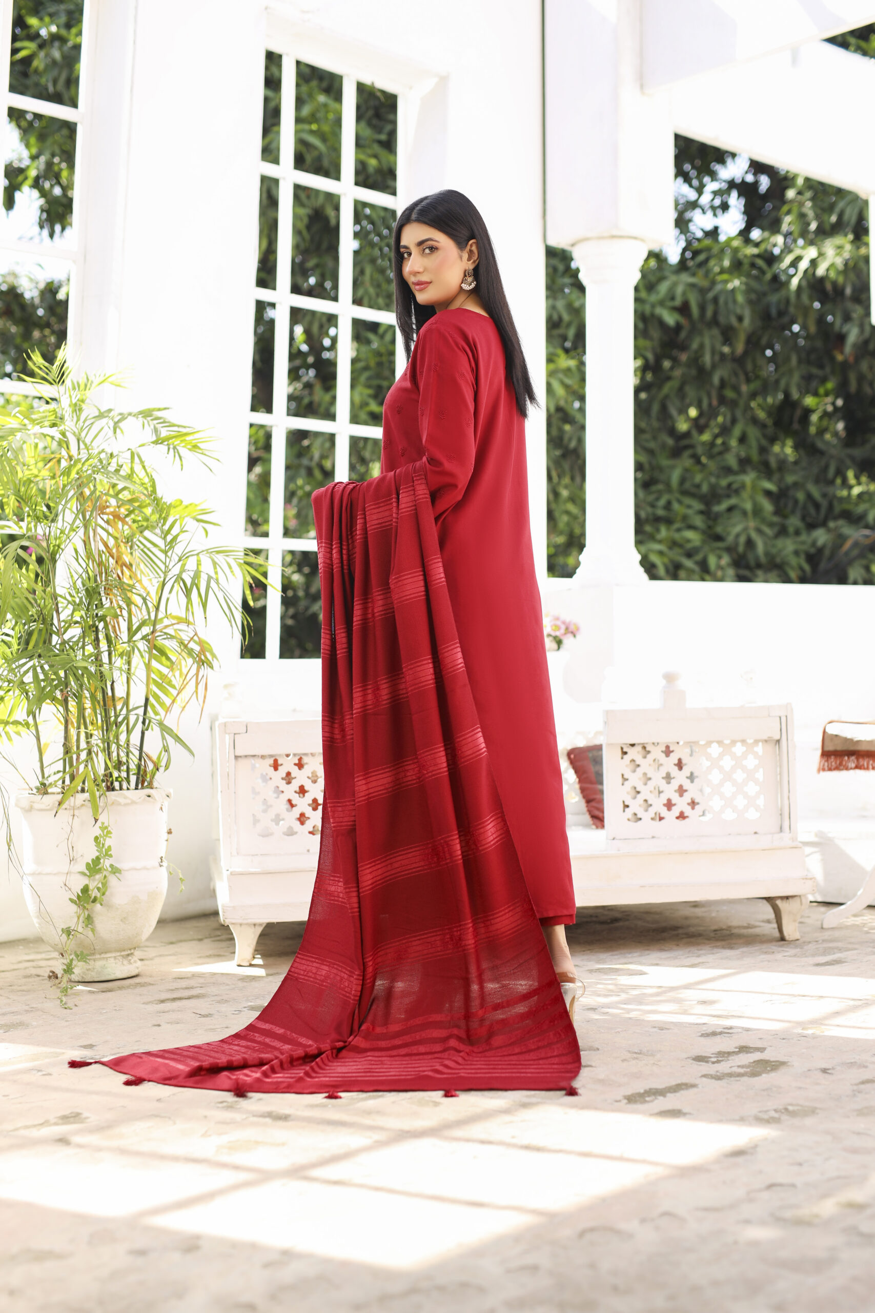 3 piece Dhanak Suit-Embroidered (Pret) - Image 5