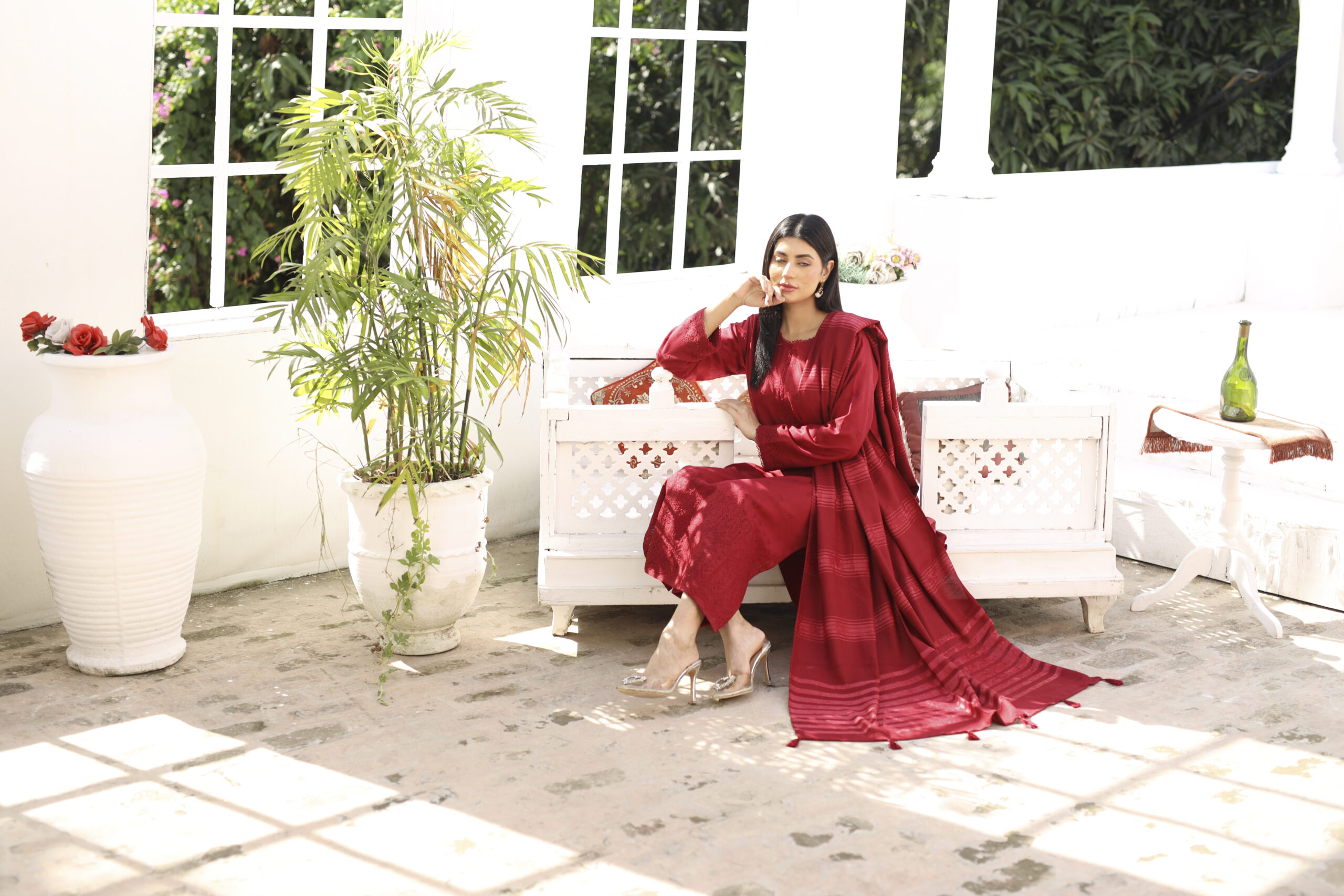 3 piece Dhanak Suit-Embroidered (Pret) - Image 8