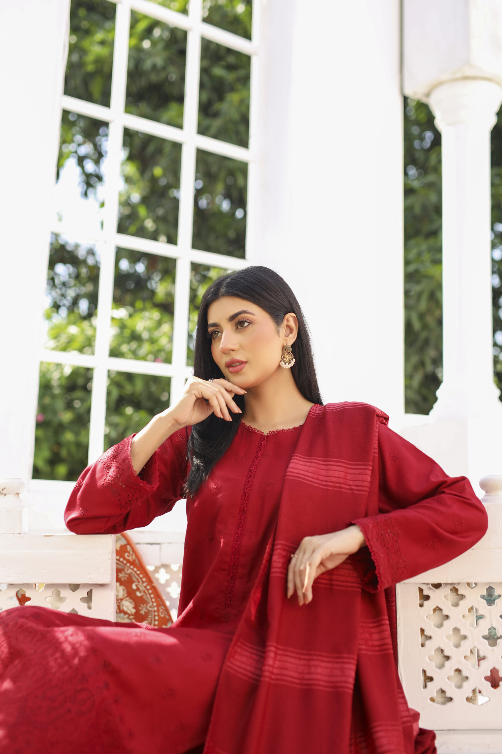 3 piece Dhanak Suit-Embroidered (Pret) - Image 6