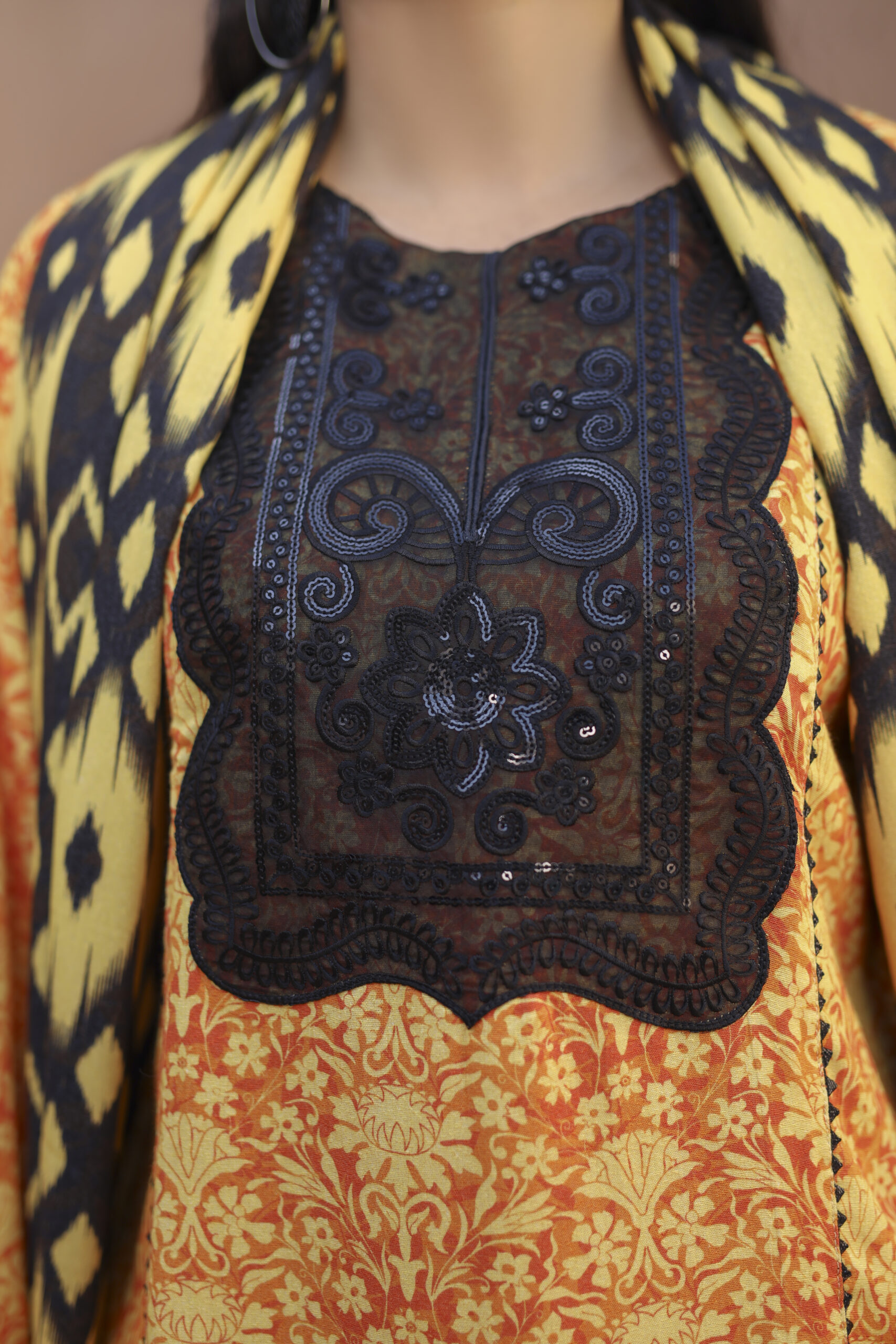 3 piece Karandi Suit-Embroidered (Pret) - Image 5